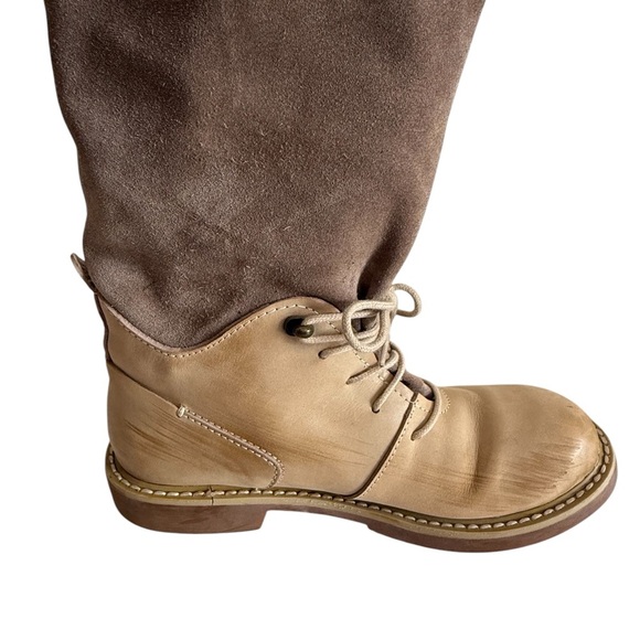 Tan and Brown Lace Up Boots with Sturdy Sole - Picture 6 of 15